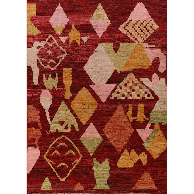 Geometric Moroccan Oriental Area Rug Bedroom Handmade Wool Carpet - 9'1" x 11'9"