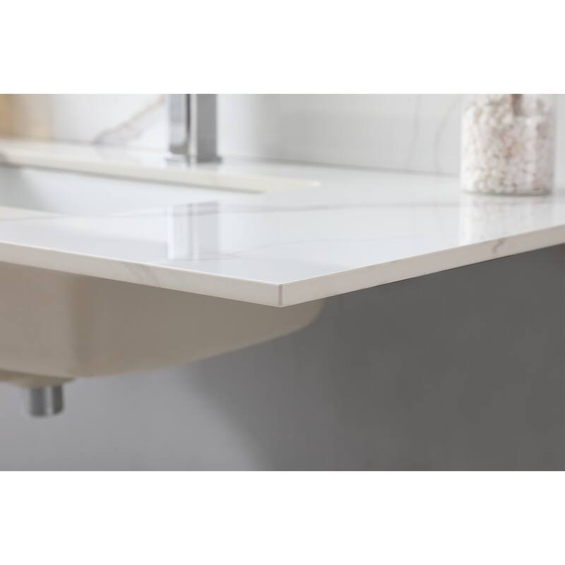 Elegant 43" Carrara Marble Vanity Top with Undermount Sink, 8-Inch Faucet Hole, and Matching Backsplash - 43in L