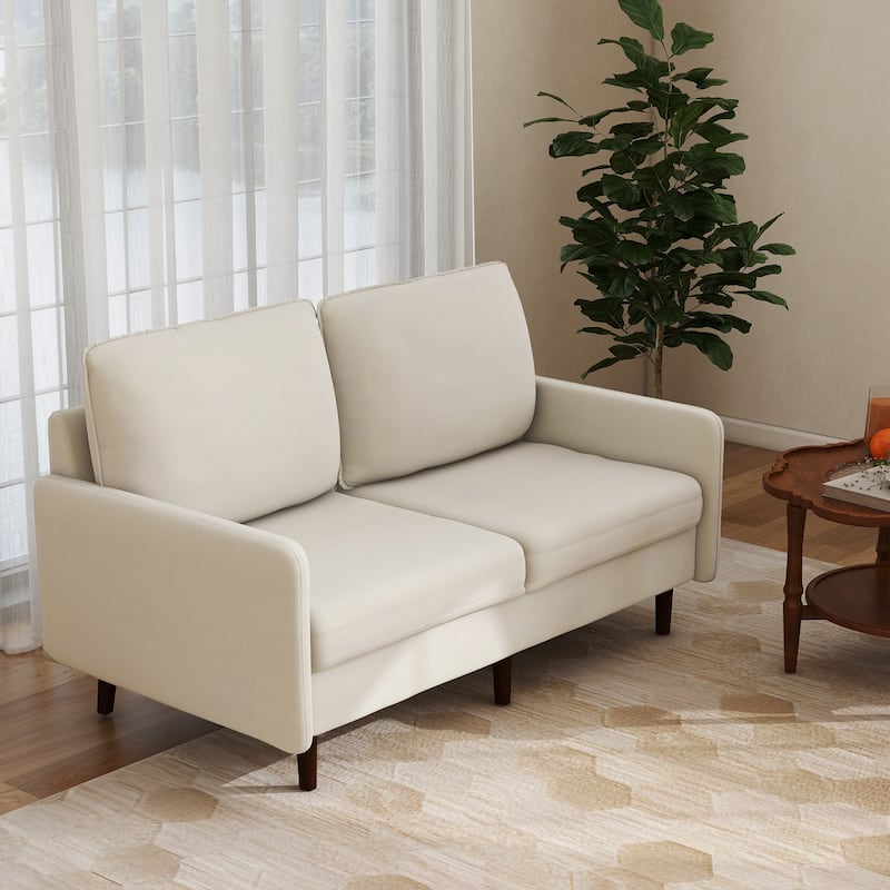 Velvet Loveseat Sofa With Wood Legs
