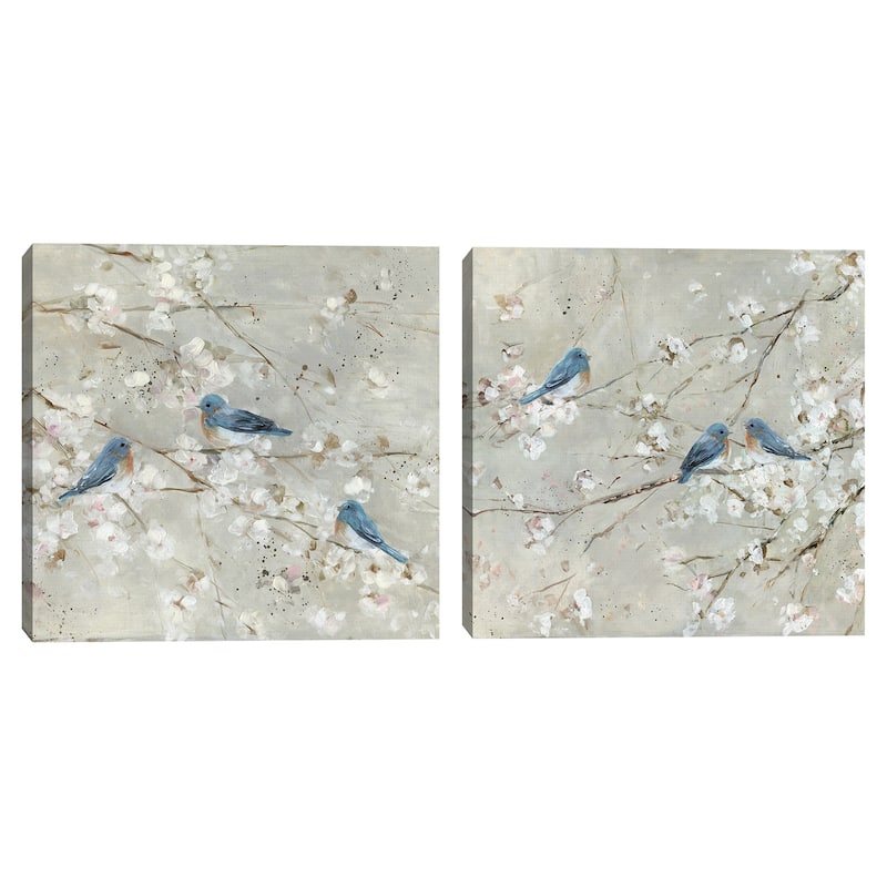 Bluebird Melody I, Bluebird Melody II by Sally Swatland Canvas Art Prints