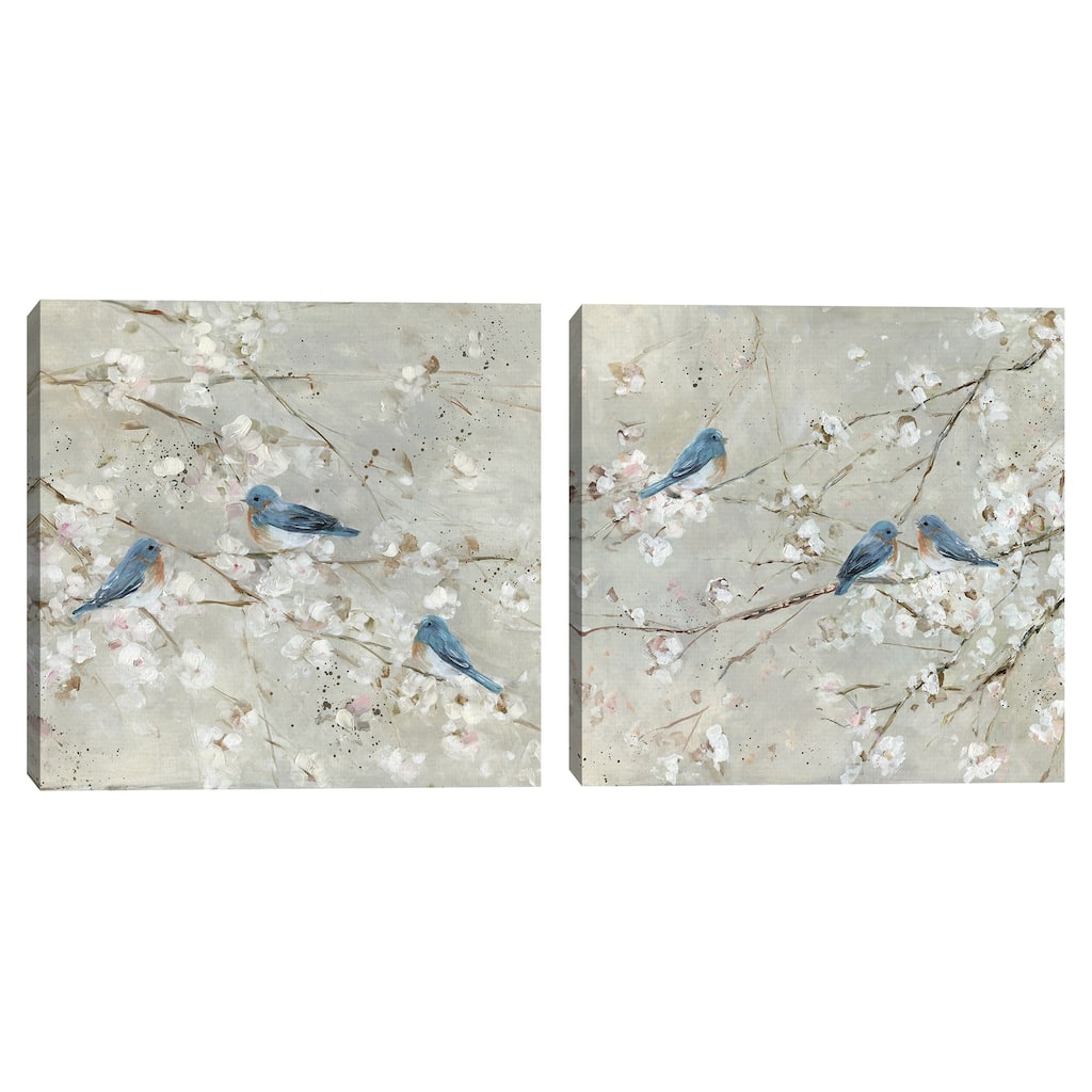Bluebird Melody I, Bluebird Melody II by Sally Swatland Canvas Art Prints
