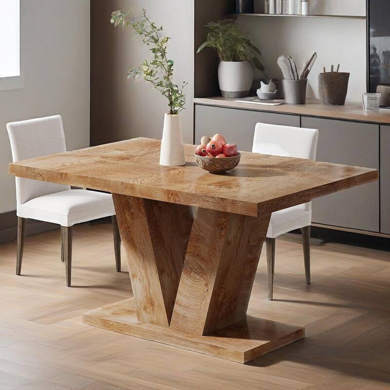 Oak Wood Farmhouse Dining Table for 4 to 6 People Rectangular Kitchen and Living Room Table - 47.2" W x 31.5" D x 29.9" H