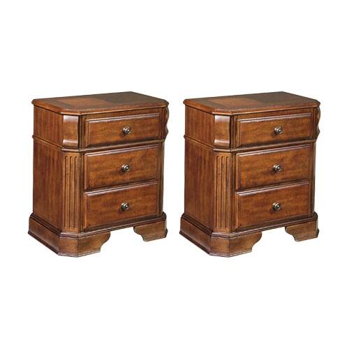 Wyatt Three Drawer Night Stand Reddish Brown 2 Pack Wyatt Three Drawer Night Stand