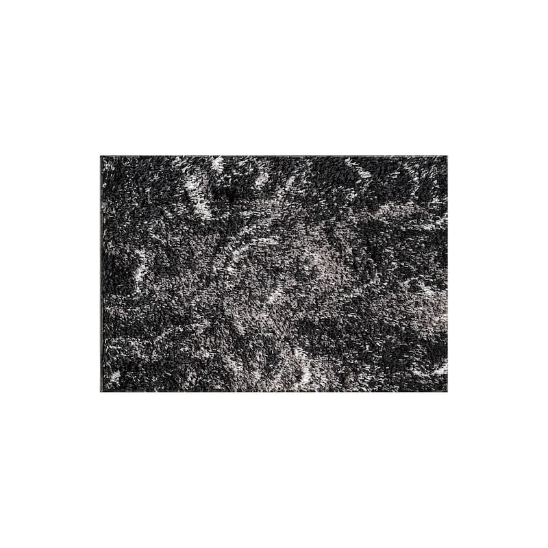 Abstract Marble Shag Rug - Anthracite Dark Gray - Plush Medium Pile, Durable with Jute Backing