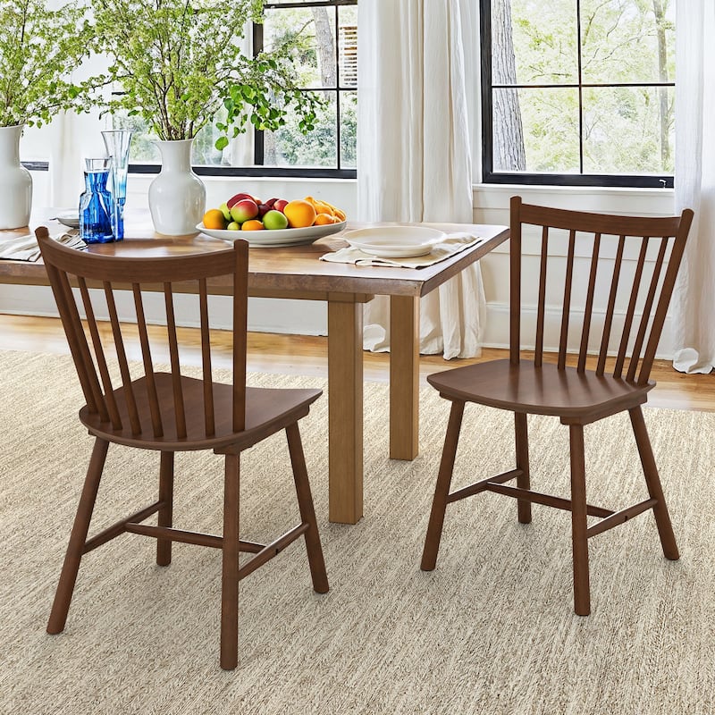 Solid Wood Simple Living Dining Chairs Set of 2 - 18" H - Walnut