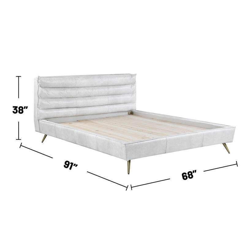 Top Grain Leather Queen Bed