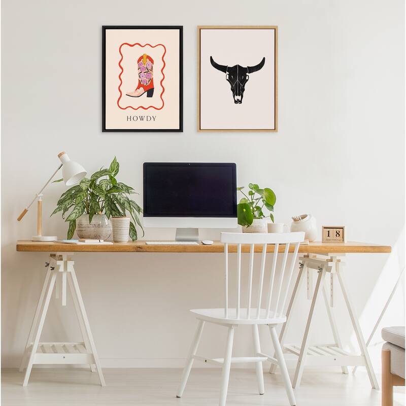 Kate and Laurel Sylvie Western Skull Framed Canvas by Honey Island Studio