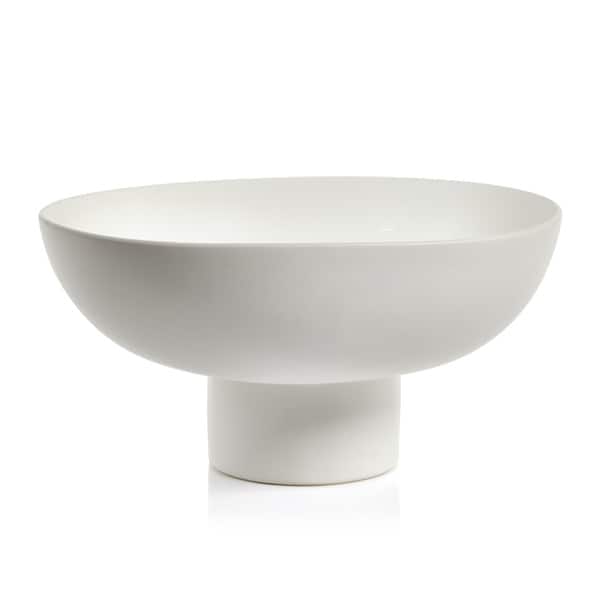Kumasi White Ceramic Footed Bowl 35770638