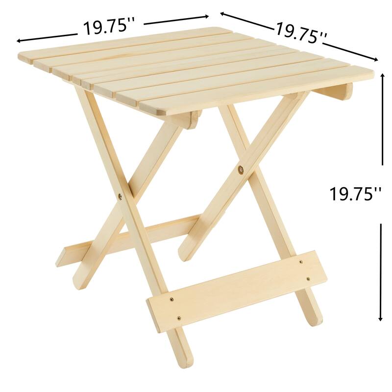 Folding Square table Patio Outdoor solid wood table for Backyard, Balcony, Portable Design Space