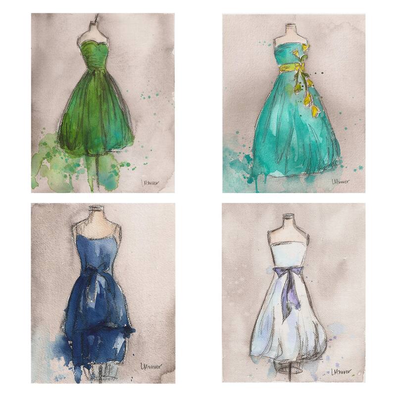 Aqua Dream, Little Blue Dress, Emerald Green, White Dress by Lauren Maurer Canvas Art Prints