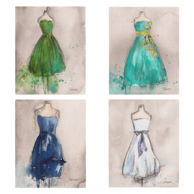 Aqua Dream, Little Blue Dress, Emerald Green, White Dress by Lauren Maurer Canvas Art Prints