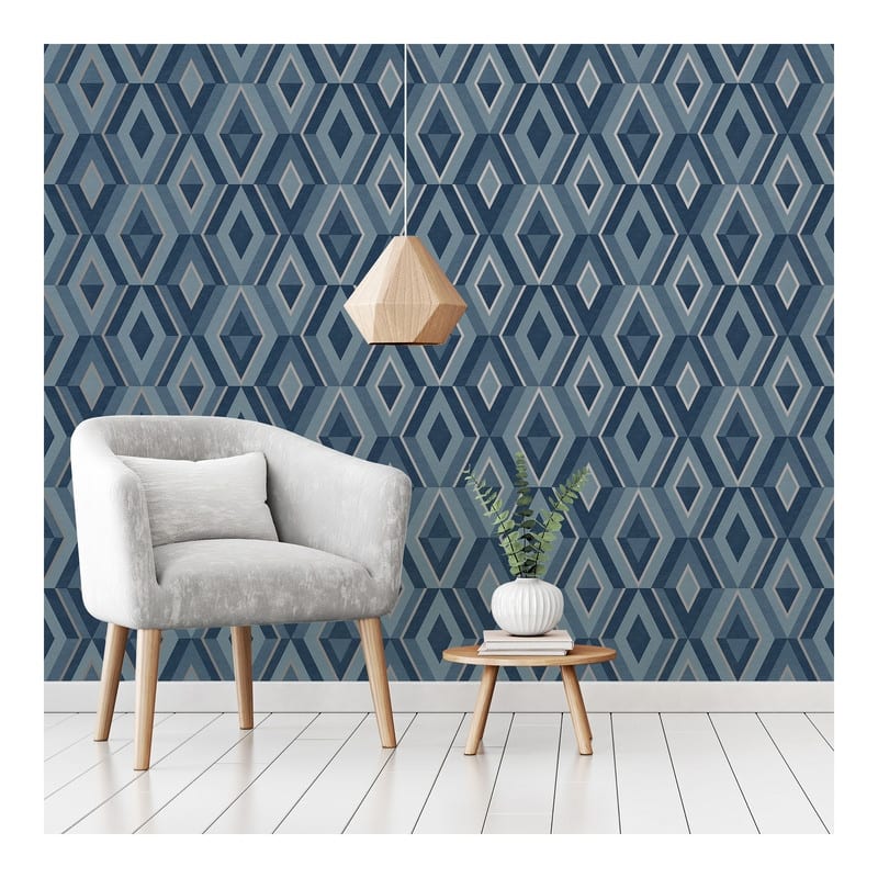 Fine Decor Shard Blue Geometric Wallpaper - 20.5 x 396 x 0.025