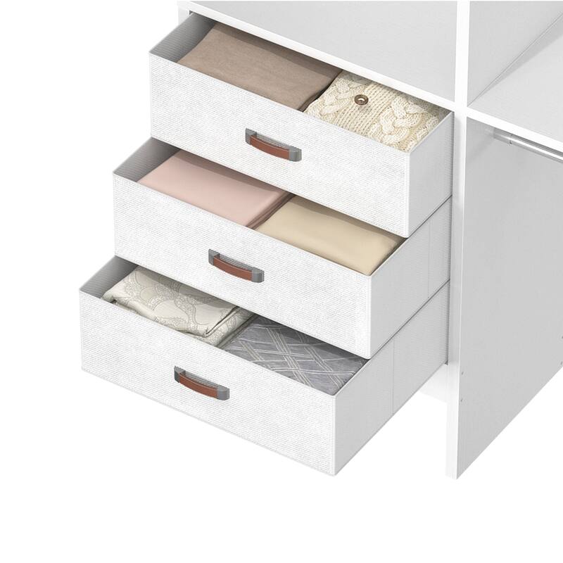 4FT Kid‘s Closet System with Fabric Drawers, DIY Closet Organizer with Adjustable Hanging Rods