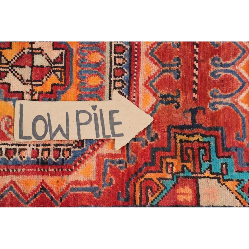 Hand Knotted Oriental 100% Wool Carpet Traditional Geometric Oranges & Rust Meshkin Runner Rug - 10' 10'' X 4' 3''