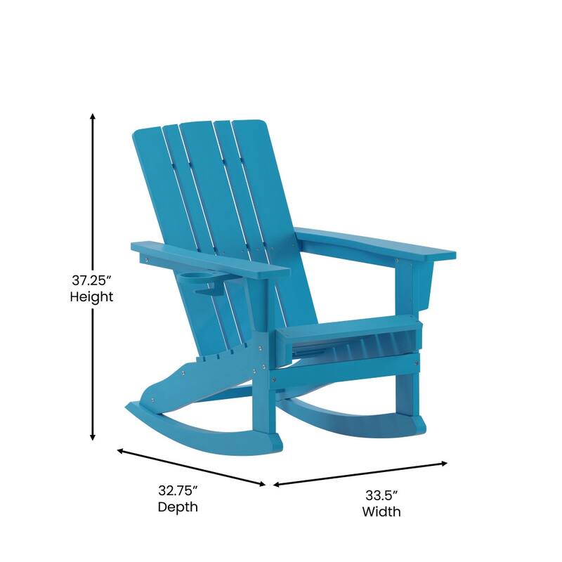 Commercial All-Weather Rocking Adirondack Chair with Swiveling Cupholder