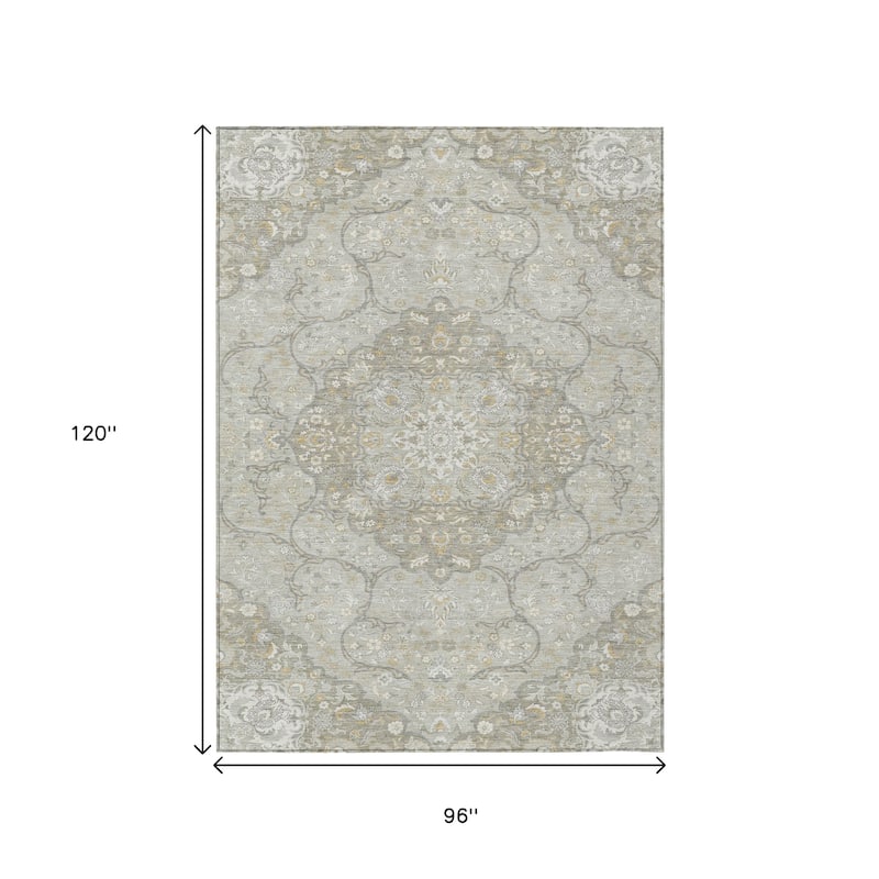 HomeRoots Medallion Traditional Rectangle Outdoor Rug