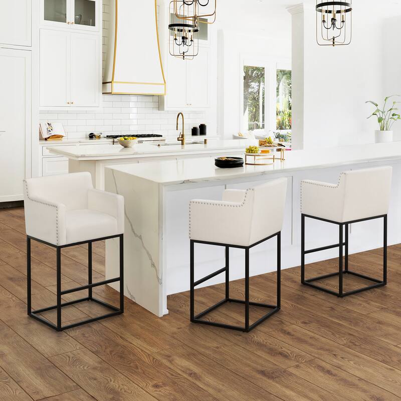 Modern Counter Height Bar Stools Fabric Upholstered Counter Stool