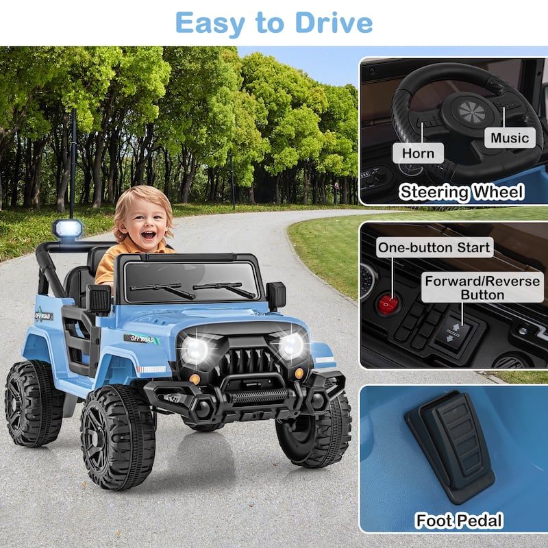 Gymax 12V Kids Ride on Truck Car w/ Remote Control Threaded Wheels 3