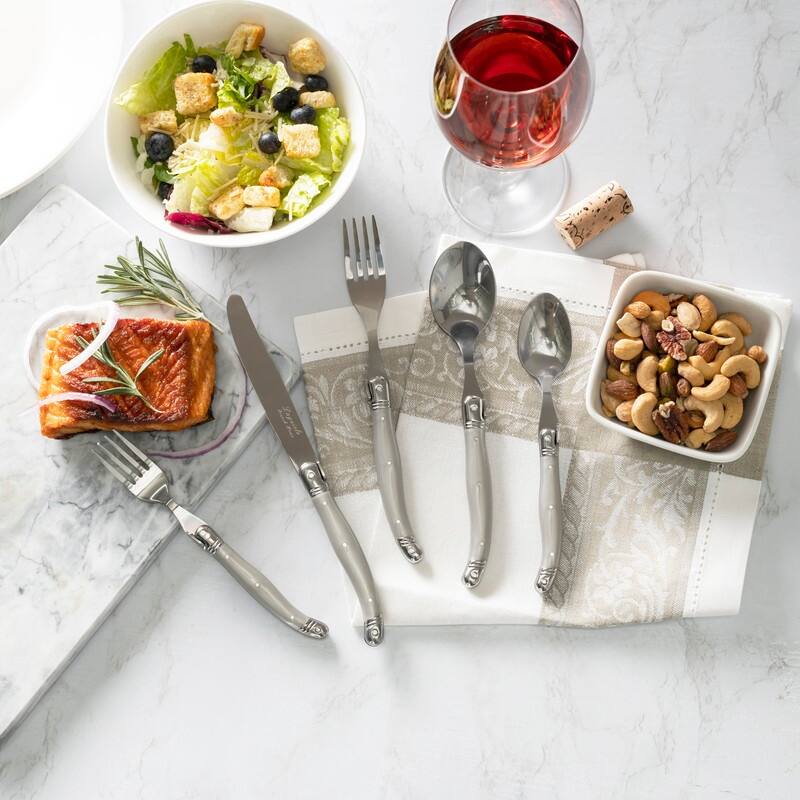 French Home 20 Piece Laguiole Flatware Set, Service for 4, Pewter