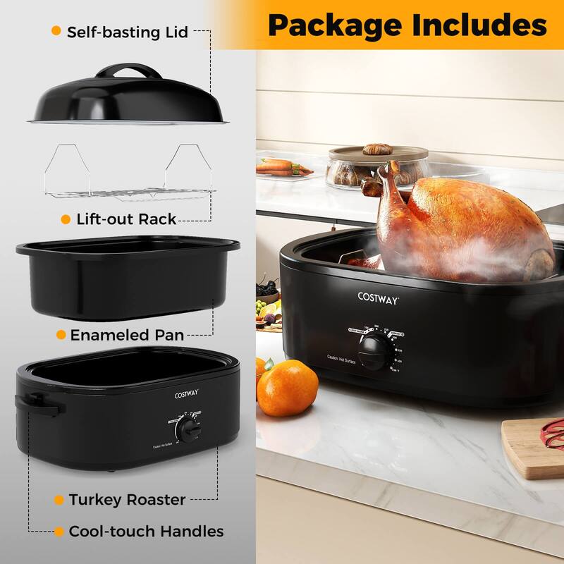 Costway 18 QT Electric Roaster Oven with Self-Basting Lid, Removable - See Details