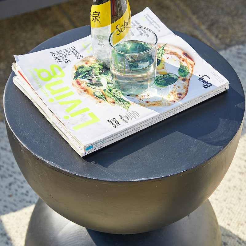 18"H Modern Outdoor MGO Round Side Table Garden Stool - 15.75"L X 15.75"W X 17.75"H