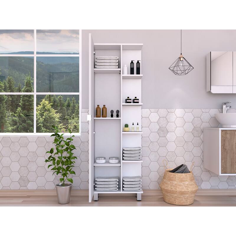Corner Cabinet, Five Open Shelves, Single Door