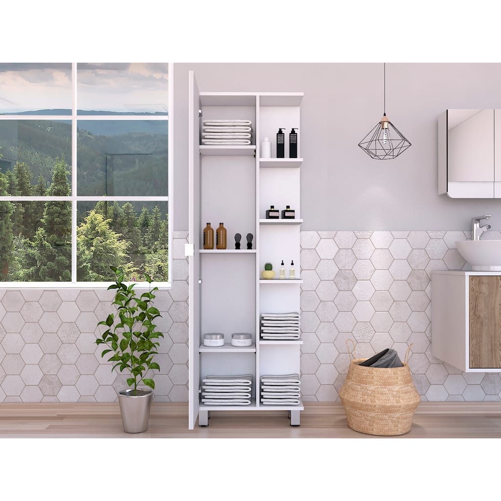 Corner Cabinet, Five Open Shelves, Single Door