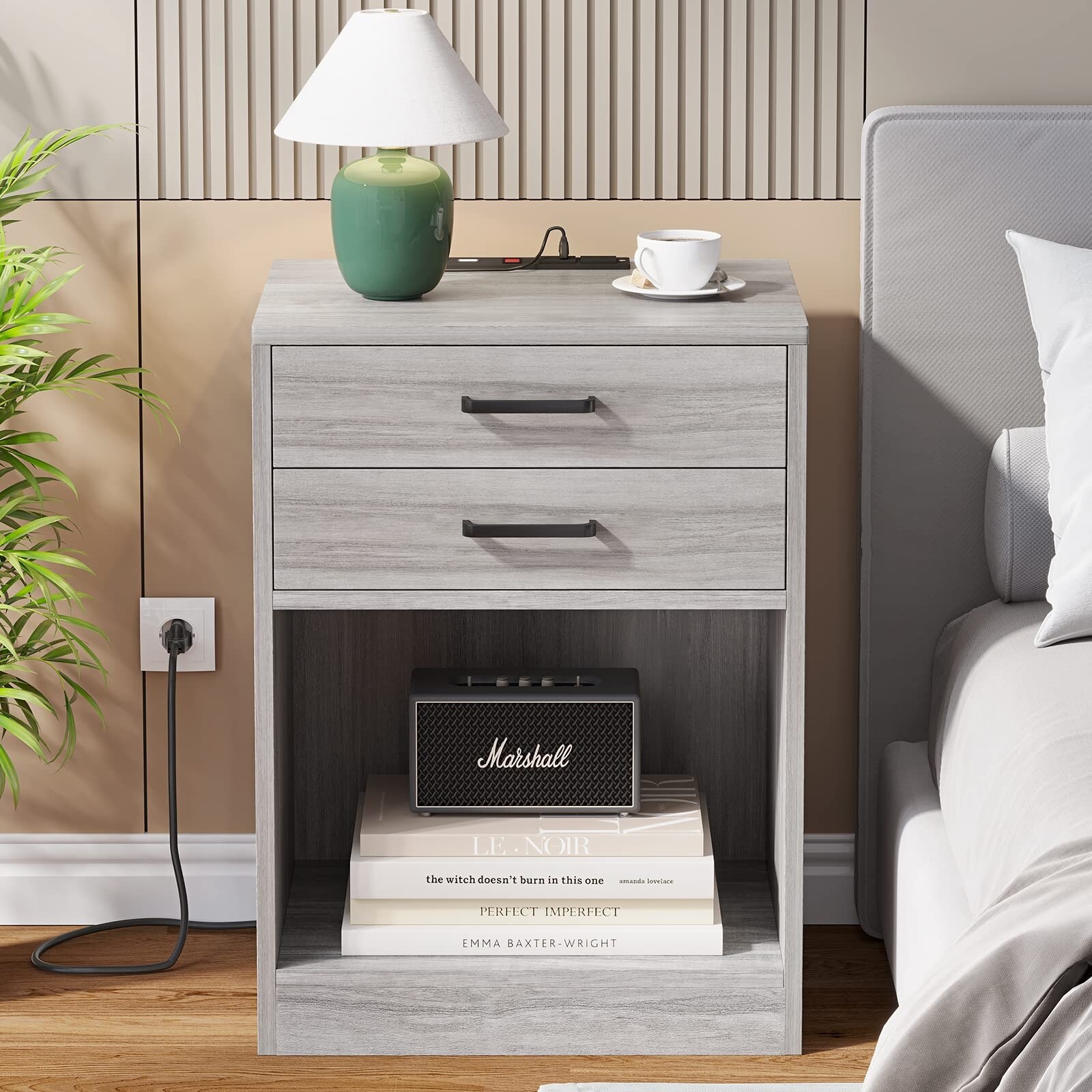 Set of 2 grey nightstands deals