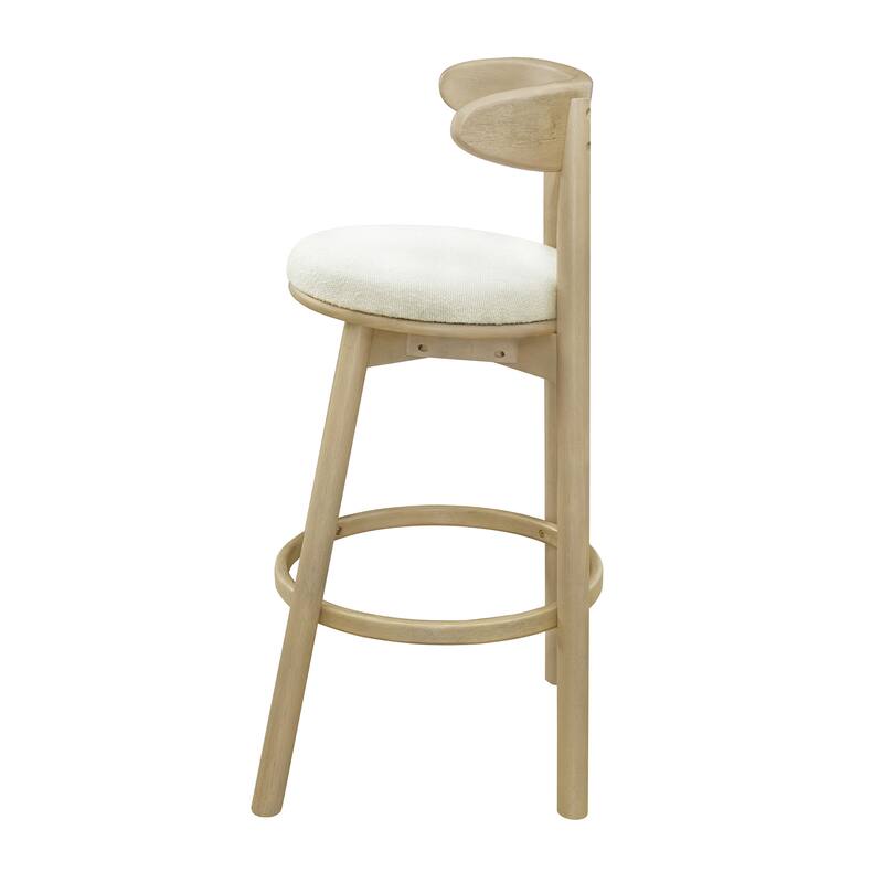 Christopher Knight Home - Ashley Contemporary Upholstered Round Cushion Bar Stools with Rubberwood Frame, Set of 2