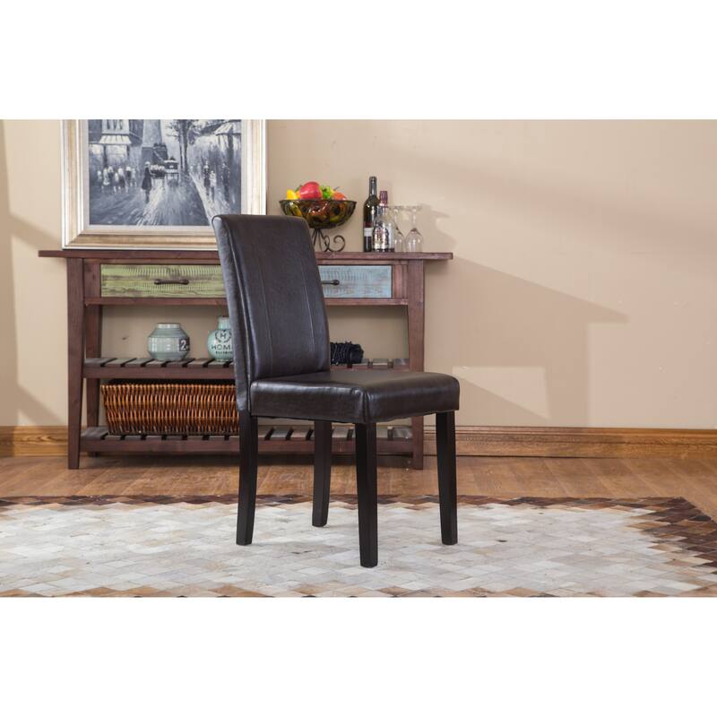 Modern Set of 2 Dining Chairs with Leather Backrest, Cushioned Seat, Solid Wood Legs for Dining Room Living Room Bedroom