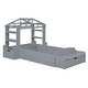preview thumbnail 4 of 11, Gray Twin Solid Wood House Bed with Bench & Shelves