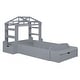 preview thumbnail 14 of 16, Twin Size House Bed with Bench, Socket and Shelves