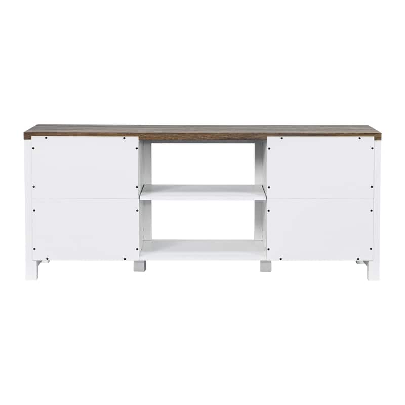 58" Farmhouse Barn Door Entryway Storage Console Table TV Stand - 58 inches in width