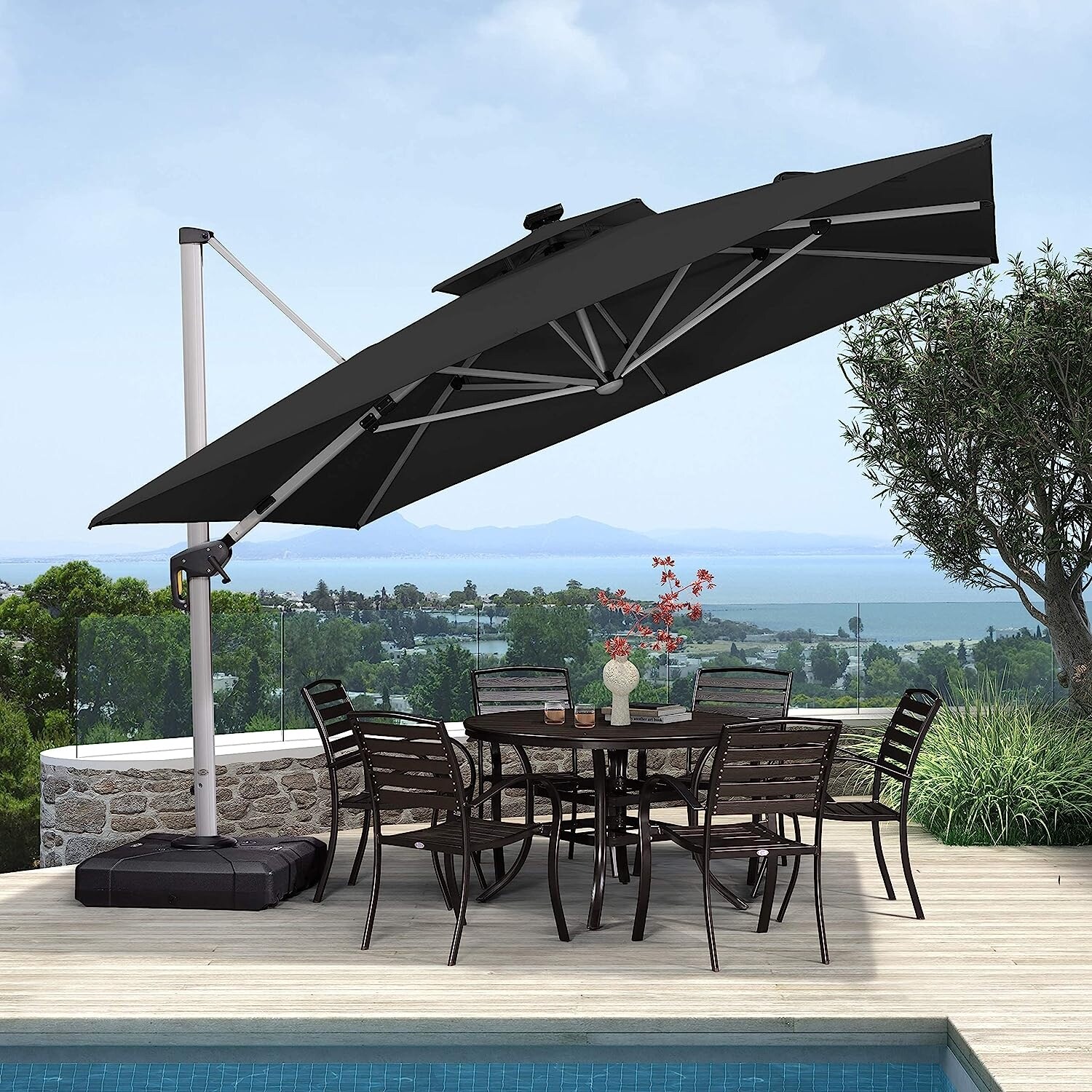 PURPLE LEAF 11 ft Square Aluminum Patio Cantilever Umbrella With LED Lights  - Bed Bath u0026 Beyond - 37529959