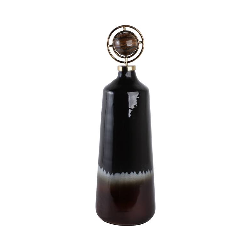 Glass Metal Decorative Vase Modern Transitional Sculptural Orb Accent
