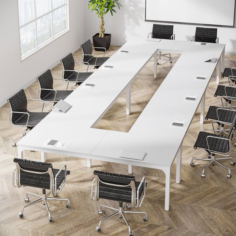 Large Conference Meeting Seminar Business Table for 18-24 Person (Set of 6) - 6PCS - White