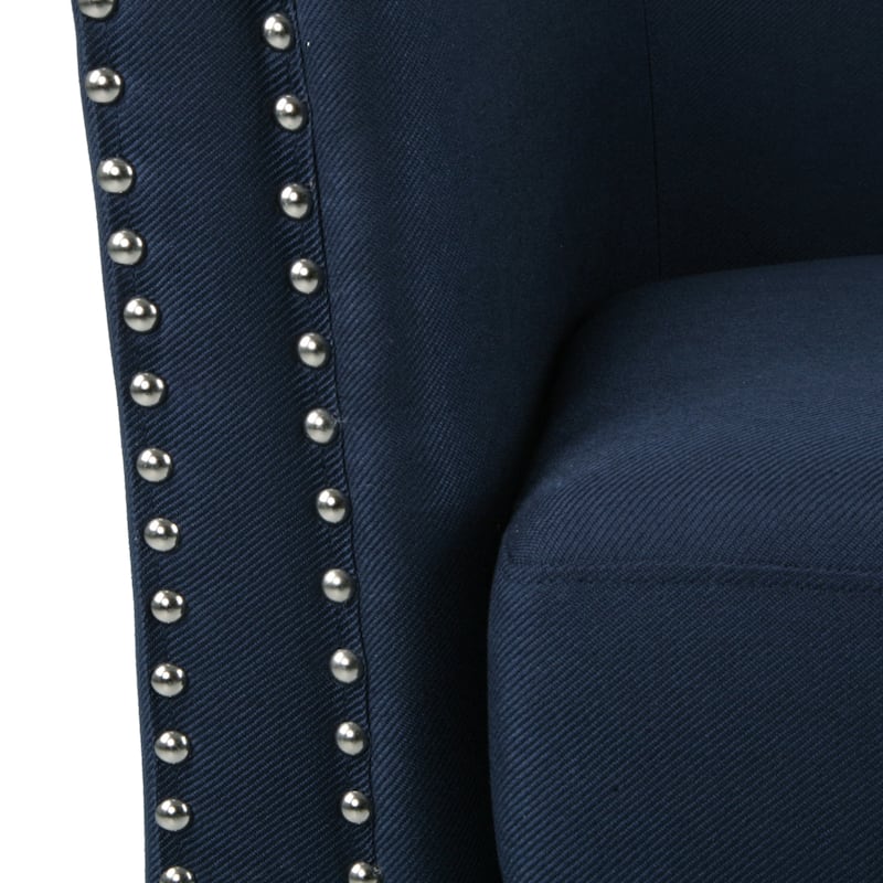 Blue 31.25" Upholstered Swivel Club Chair