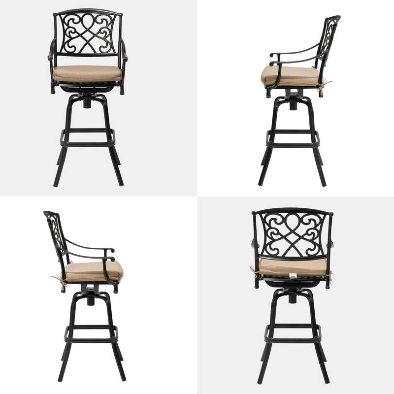 Outdoor Patio Aluminum Swivel Bar Stool with Sunbrella Cushion