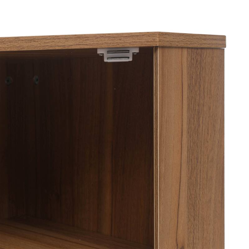 Freestanding Corner Cabinet with Rattan Door