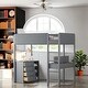 preview thumbnail 31 of 41, Twin Size Bunk Bed With Storage Spaces And Desk, Kids' Loft Beds Grey