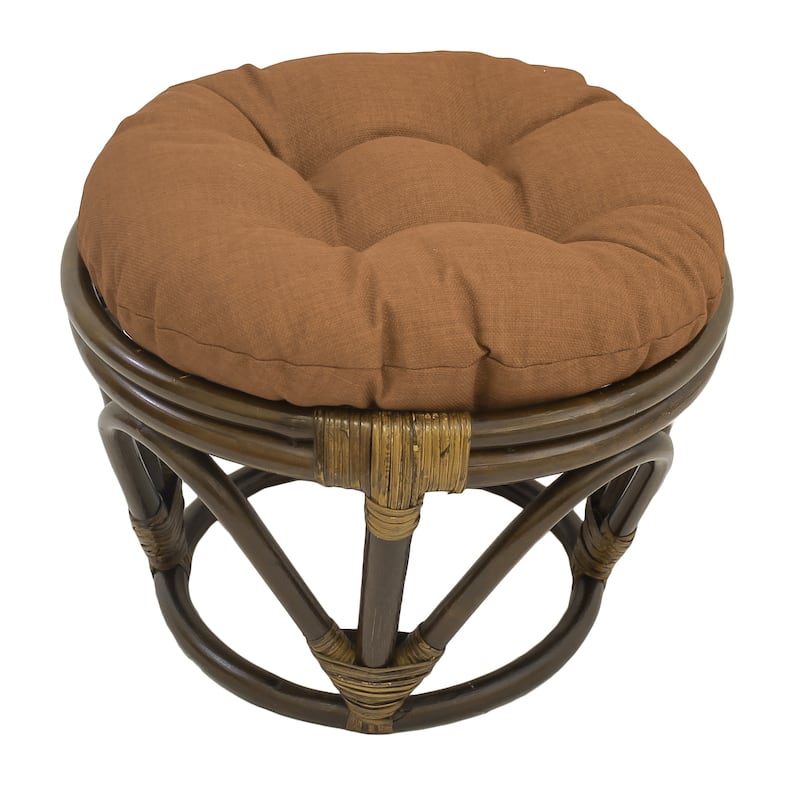 Bali 18-inch Footstool with Solid Outdoor Cushion - Mocha