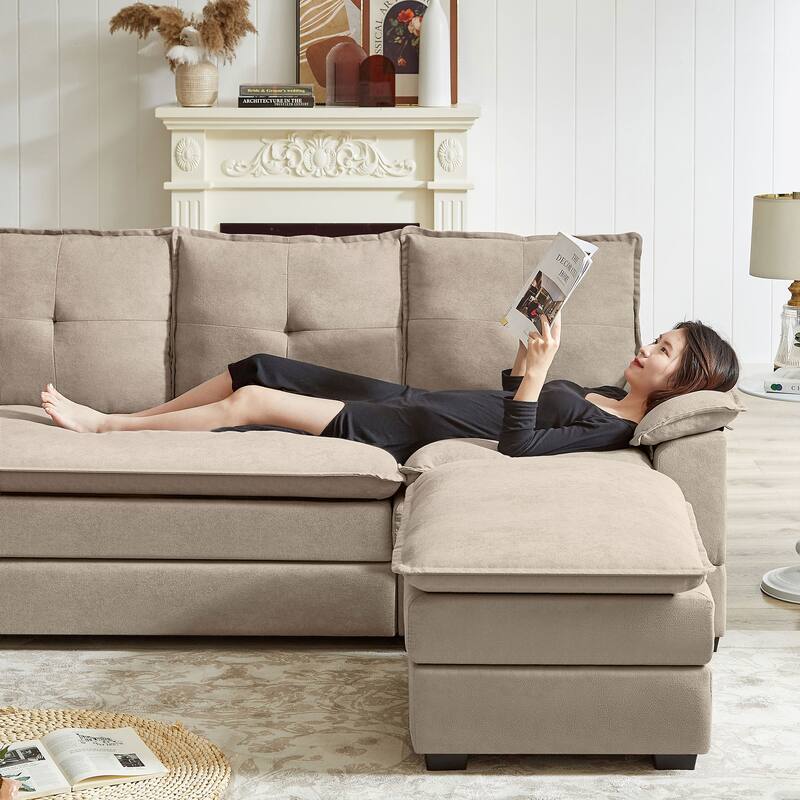 L-Shaped Sectional Sofa with Cloud-Like Seats - 82.28 Inches - Perfect for Living Room