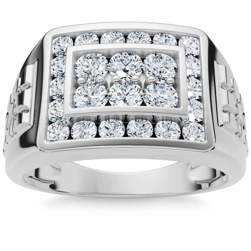 Men's 1Ct Diamond Nugget Ring Gold Lab Grown