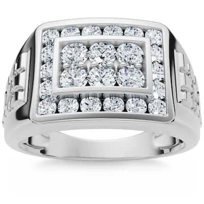 Men's 1Ct Diamond Nugget Ring Gold Lab Grown