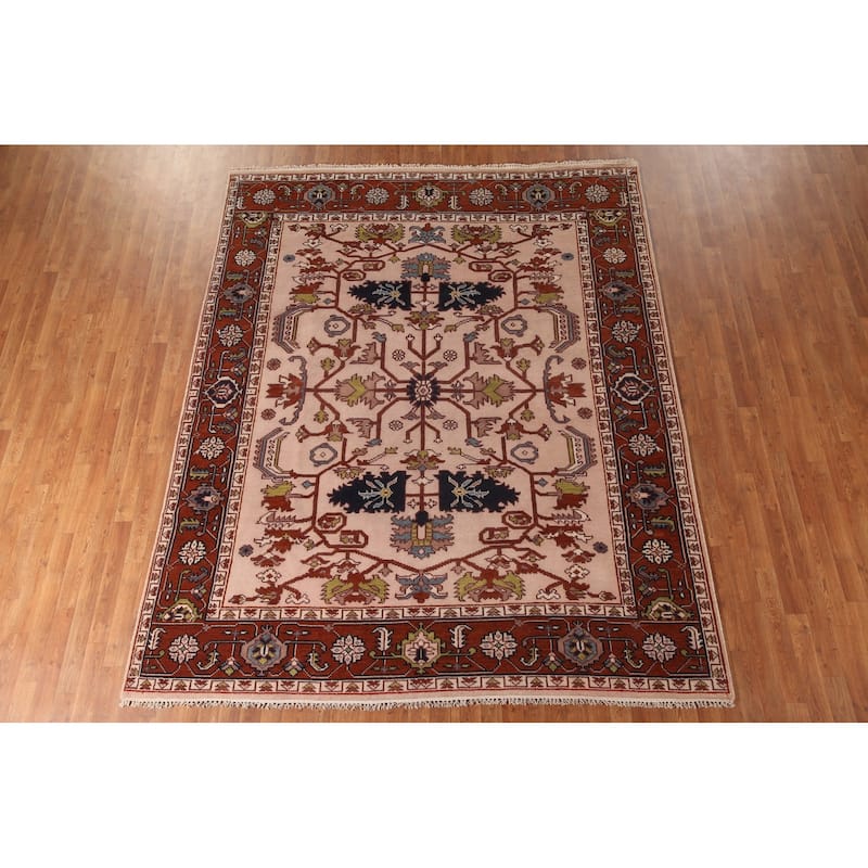 Transitional Pink Oushak Area Rug Handmade Oriental Wool Carpet - 7'10"x 9'10"