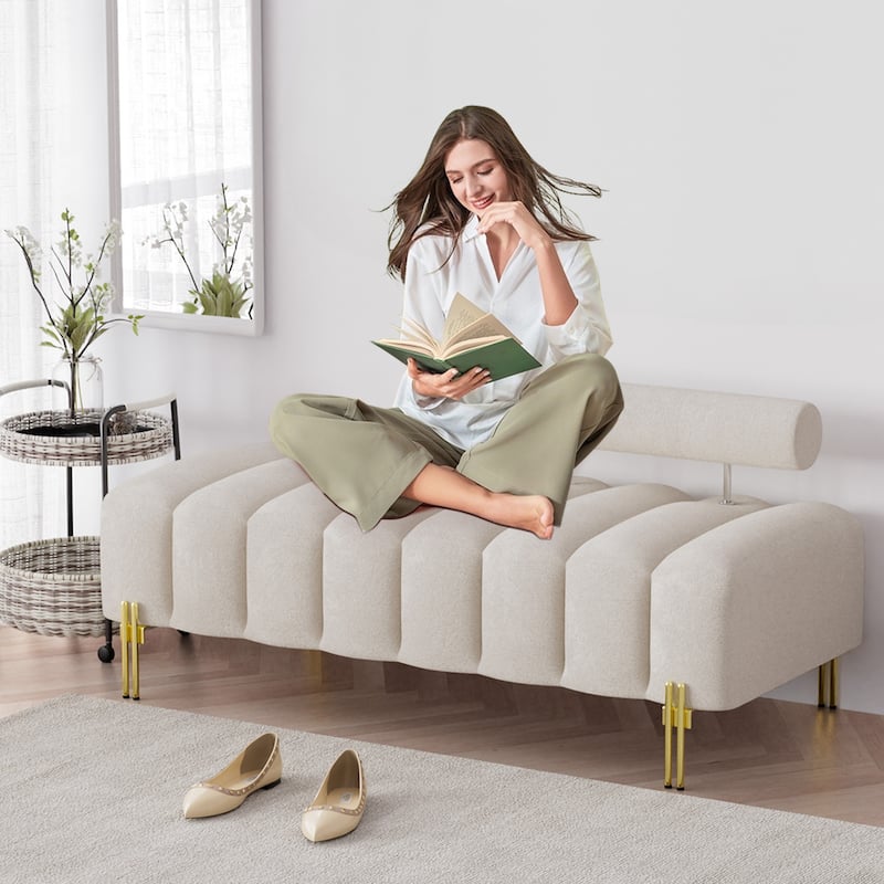 Ouyessir 52.2" Modern Channel Tufted Window Bench with Adjustable Back