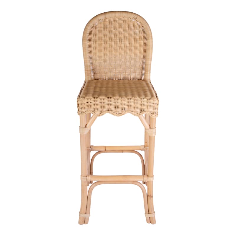 Flora Rattan 30" Scalloped Edge Bar Stool