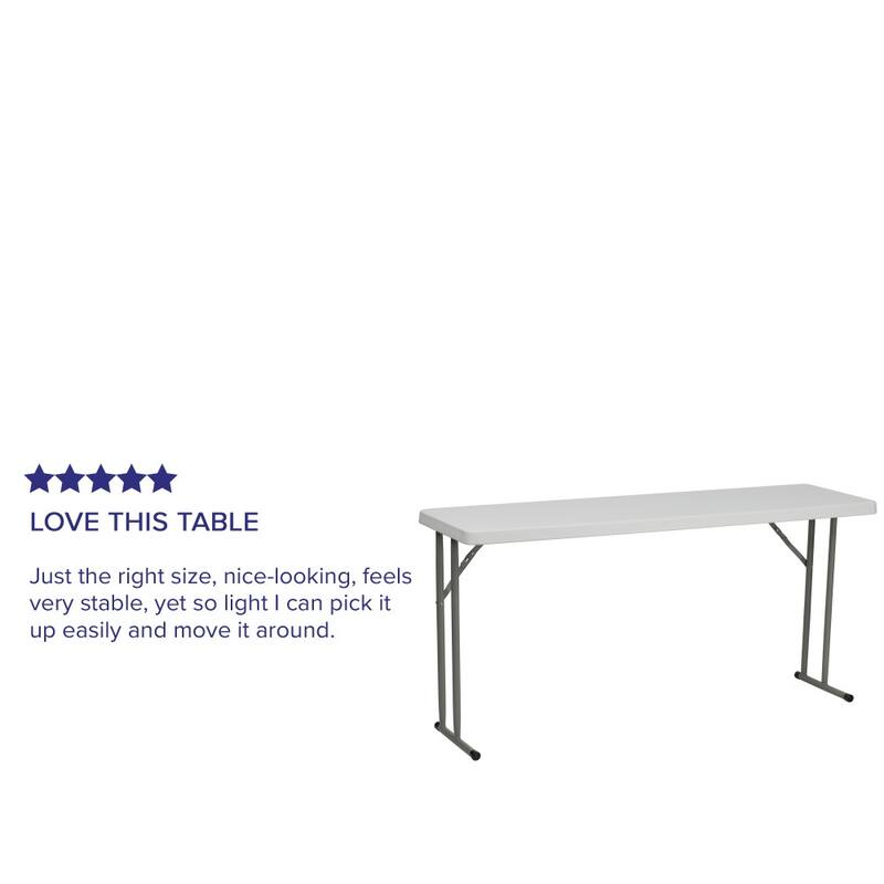 18"W x 60"L Rectangular Granite White Plastic Folding Training Table