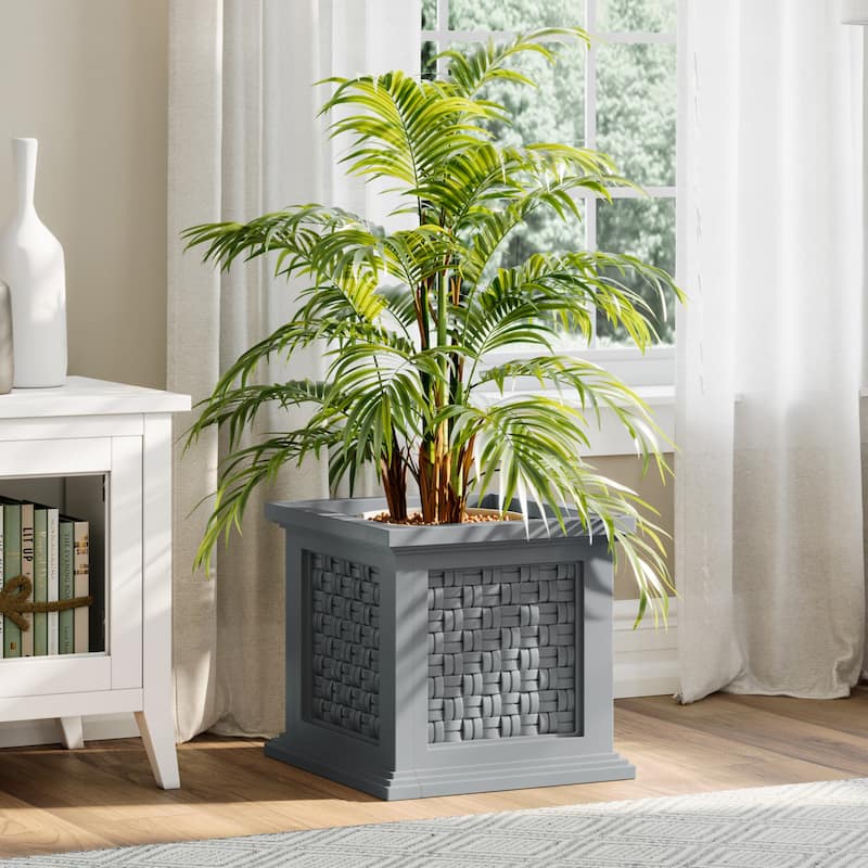 Pure Garden 14.65-in Faux Rattan Style Outdoor Planter Box