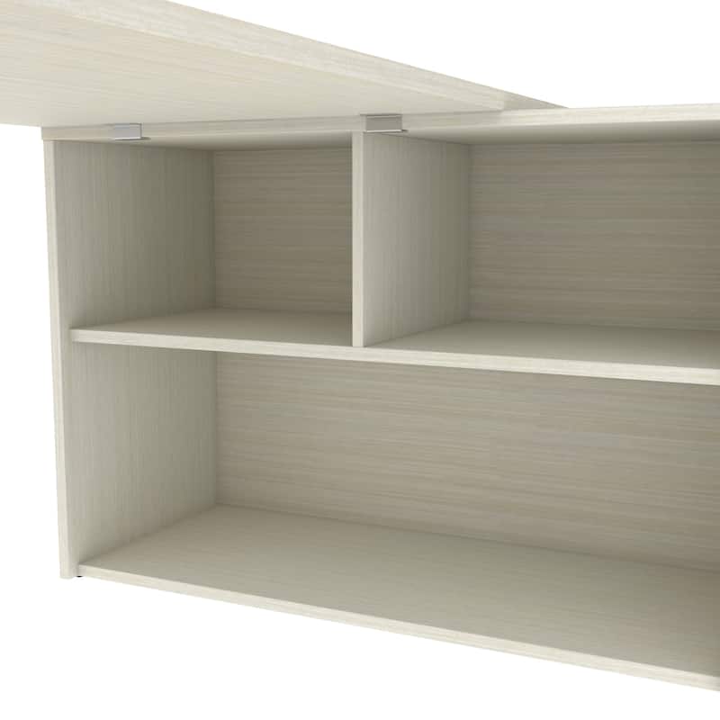 Bestar i3 Plus L-Desk with Frosted Glass Door Hutch